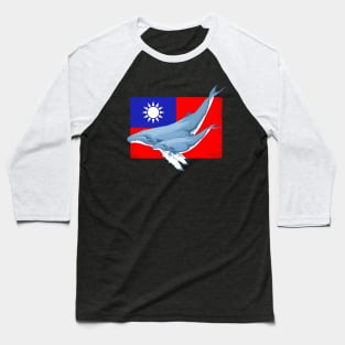 Humpback Whale Flag of Taiwan Baseball T-Shirt